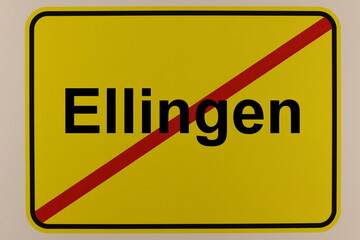 Illustration eines Stadtausgangsschildes der Stadt Ellingen