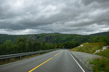 Street through the Hardangervidda in Norway