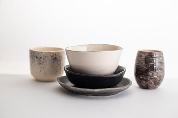 mockup of beautiful handmade ceramic on white background