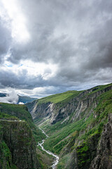 Fototapeta na wymiar Valley from the Vøringsfossen with a river in Norway