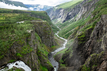 Valley from the V&oslash;ringsfossen with a river in Norway