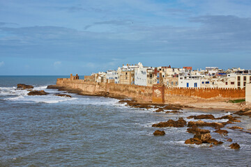 Rough Atlantic Ocean in Essaouira harbor