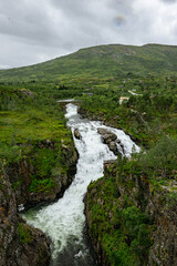 Fototapeta na wymiar Big waterfall at the Vøringsfossen in Norway