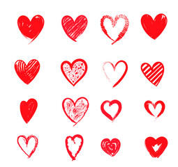 Hand drawn hearts. Design elements for Valentine's day.