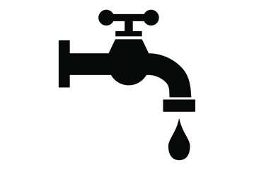 Water black tap vector icon