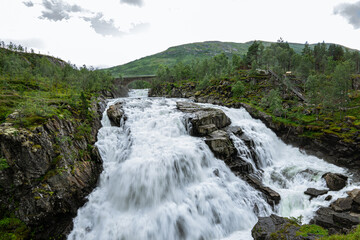 Obraz premium Big waterfall at the Vøringsfossen in Norway