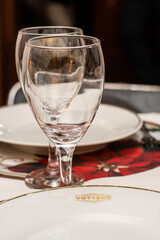 Close-up of crystal goblet for Valentine's or Valentine's day anniversary toast