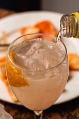 Close-up of crystal goblet for Valentine's or Valentine's day anniversary toast