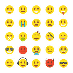 Set of cute smiley emoticons. Vector illustration.