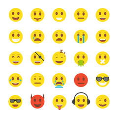 Set of cute smiley emoticons. Vector illustration.