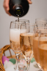 Close-up of crystal goblet for Valentine's or Valentine's day anniversary toast
