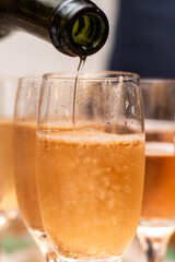 Close-up of crystal goblet for Valentine's or Valentine's day anniversary toast