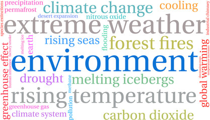 Environment Word Cloud on a white background. 