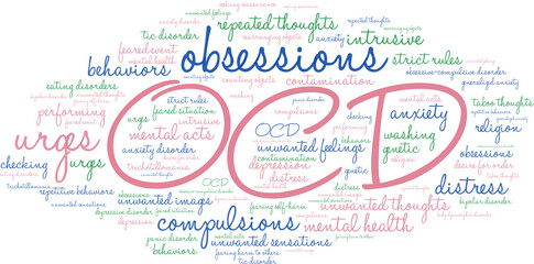 OCD Word Cloud on a white background.