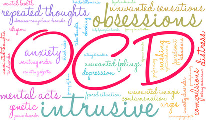OCD Word Cloud on a white background. 