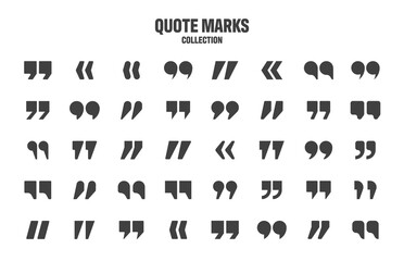 Quotation marks vector collection. Black quotes icon. Speech mark symbol.