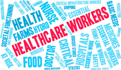 Obraz premium Healthcare Workers Word Cloud on a white background. 