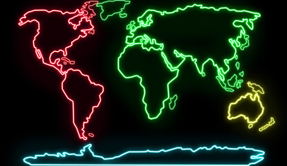 map of the world in neon
