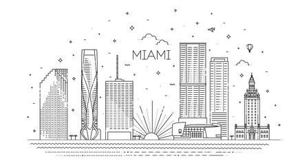 Miami city skyline, illustration