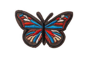 Colorful butterfly embroidered patch isolated on white background