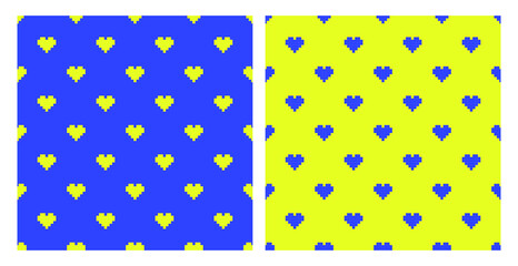 Fototapeta na wymiar Trendy digital seamless pattern. Pixel art vector illustration. Neon colors background