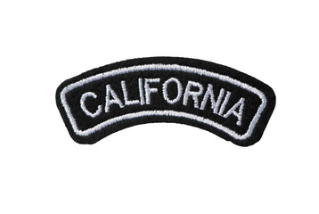 Black arc badge with CALIFORNIA lettering isolated on white background