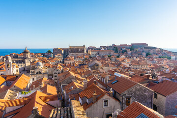 Fototapeta na wymiar Beautiful aerial landscape of Dubrovnik old town at sunset, Croatia