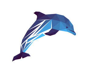 Vector dolphin in low poly style