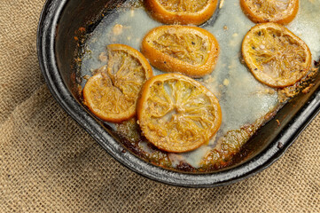 orange greasy after frying in a frying pan