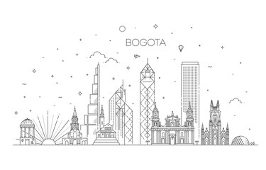 Bogota architecture line skyline illustration