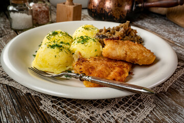Fried cod fillet .