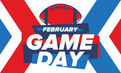 Game Day. American football playoff. Super Bowl Party in United States. Final game of regular season. Professional team championship. Ball for american football. Sport poster. Vector illustration © scoutori