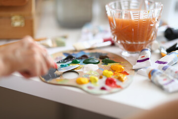 Glass with water on desk