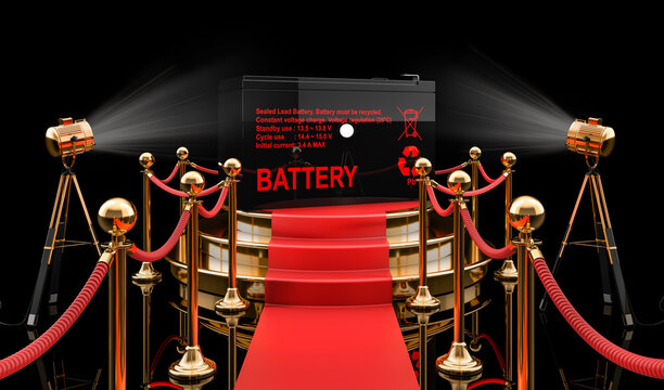 Podium with UPS battery, 3D rendering