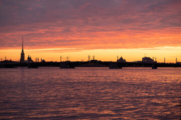 City sunset drawbridge