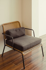 Wooden armchair with steel structure - 402900323