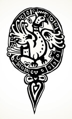 Naklejka premium Celtic ornament. Bird. Vector drawing