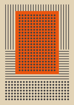 Wall decoration, vintage 20s geometric design art poster, vector template with circles and stripes, modern hipster style. Wall art. Art print. Bauhaus.