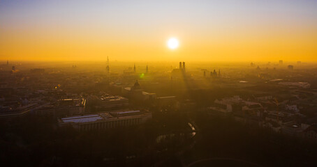 Munich from above during sunset