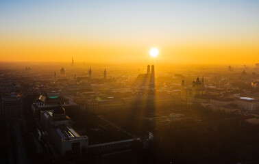 Munich from above during sunset