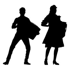 accordionist silhouette vector - obrazy, fototapety, plakaty