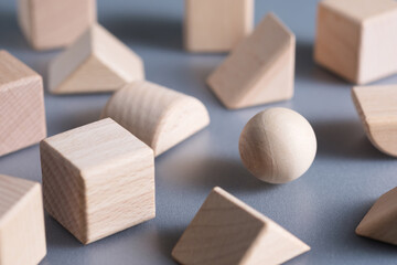Different Wood Sphere Ball in  Group of Geometry Wood Blocks