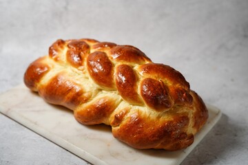 Homemade Challah bread, selective focus