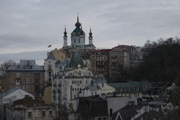 The view to Saint Andrew chuch in Kyiv, Ukraine