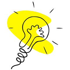 Light bulb flat icon. Vector illustration in simple outline style. Doodle art graphic element for disign, logo, print, web and etc.