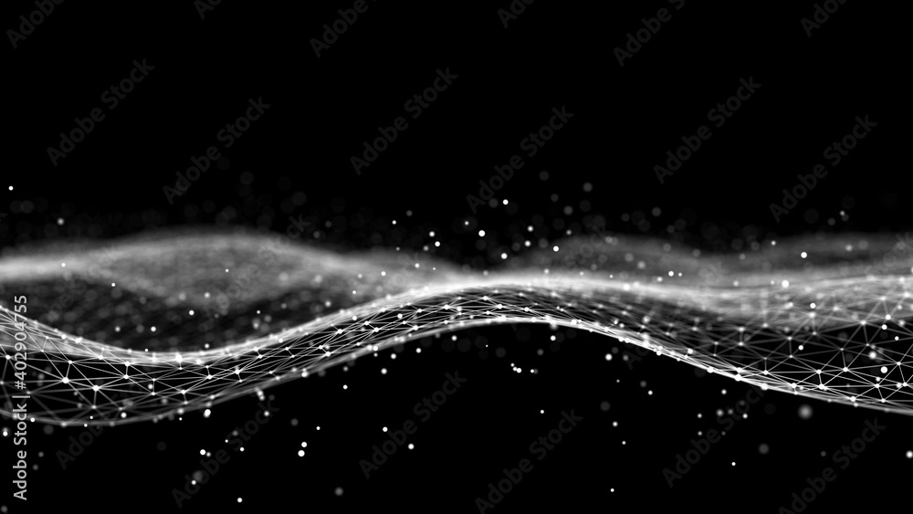 Poster Information Technology. Digital background. 3D visualization of big data. 3d rendering.