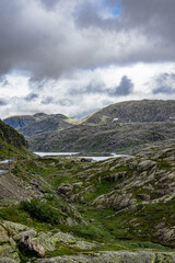 Landscape with mountains and a lake in Norway