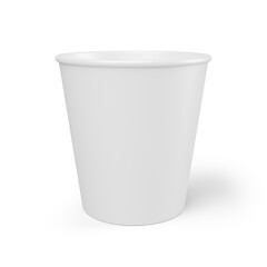 White disposable coffee paper cup isolated on white. 3d rendering.