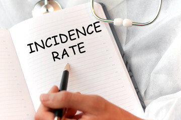 Doctor holding a card with text INCIDENCE RATE medical concept