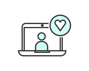 Notifications message and love conversation icon. talking balloon. Flat vector with heart.